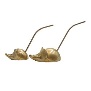 Brass Mouse Ring Holders or Receipt Holders Lot of Two Vintage Mid Century